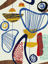 Suspended Forms fabric in taupe blue brown red color - pattern number WP20538 - by Mind the Gap in the Compendium collection