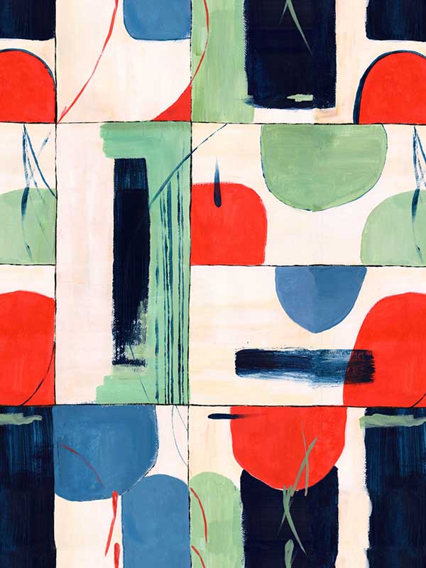 The Vision fabric in taupe red green blue black color - pattern number WP20539 - by Mind the Gap in the Compendium collection