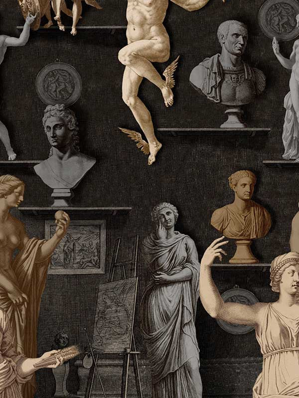 Statuary Chamber wallpaper in taupe black beige grey color - pattern number WP20601 - by Mind the Gap in the Compendium Volume 2 collection