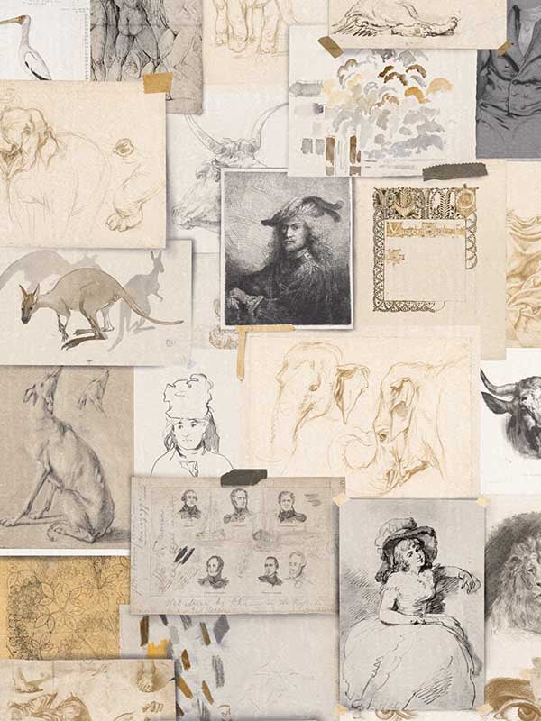 The Mood Board wallpaper in taupe brown beige color - pattern number WP20602 - by Mind the Gap in the Compendium Volume 2 collection