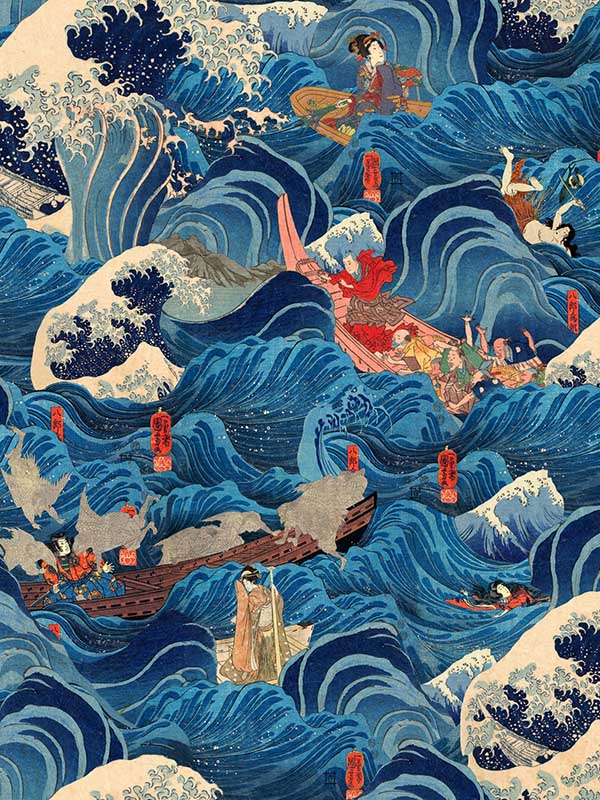 The Former Emperor wallpaper in metallic edition blue red taupe color - pattern number WP20607 - by Mind the Gap in the Compendium Volume 2 collection