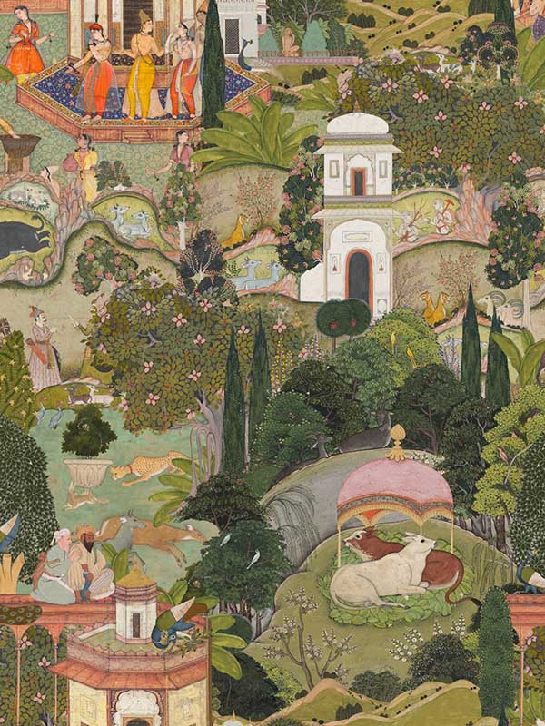 Gardens Of Jaipur fabric in green taupe pink brown color - pattern number WP20645 - by Mind the Gap in the Compendium Volume 2 collection