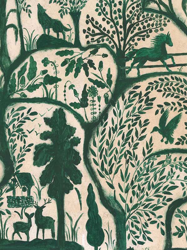 The Enchanted Woodland wallpaper in green taupe color - pattern number WP20549 - by Mind the Gap in the Transylvanian Roots collection