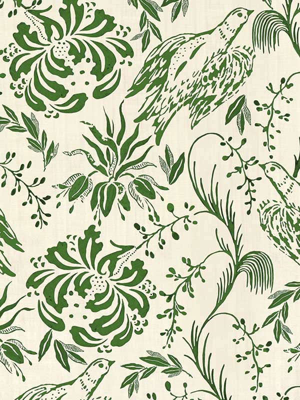 Folk Embroidery wallpaper in fern green off white color - pattern number WP30015 - by Mind the Gap in the Transylvanian Roots collection