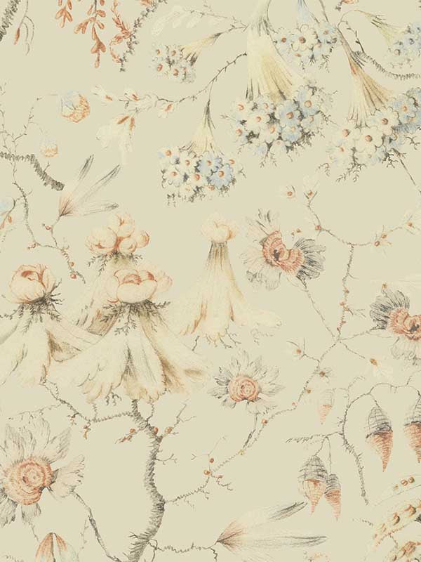 Grandmas Tapestry fabric in bluewash sienna taupe color - pattern number WP30018 - by Mind the Gap in the Transylvanian Roots collection