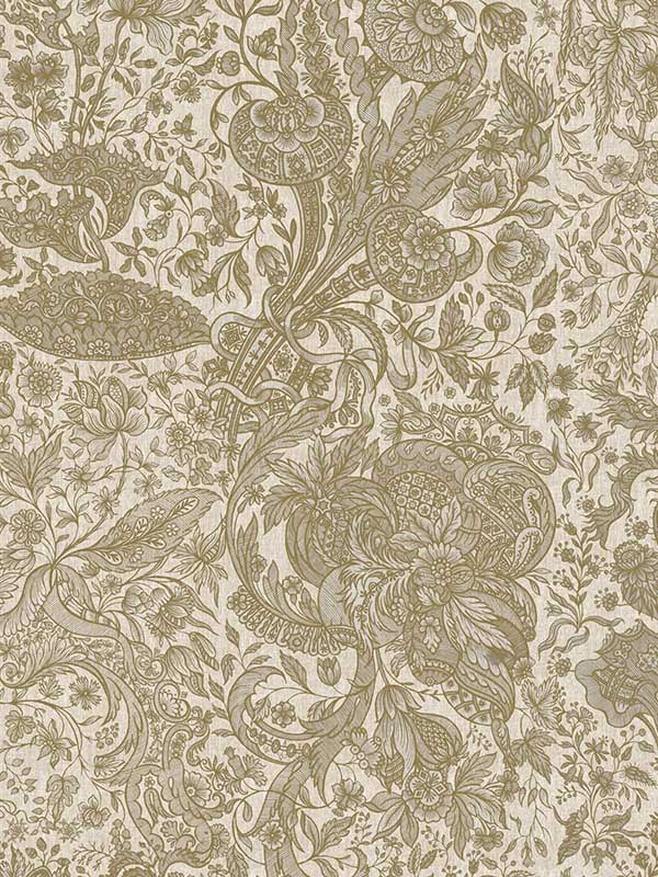 Sarkozi Embroidery wallpaper in taupe beige color - pattern number WP30028 - by Mind the Gap in the Transylvanian Roots collection