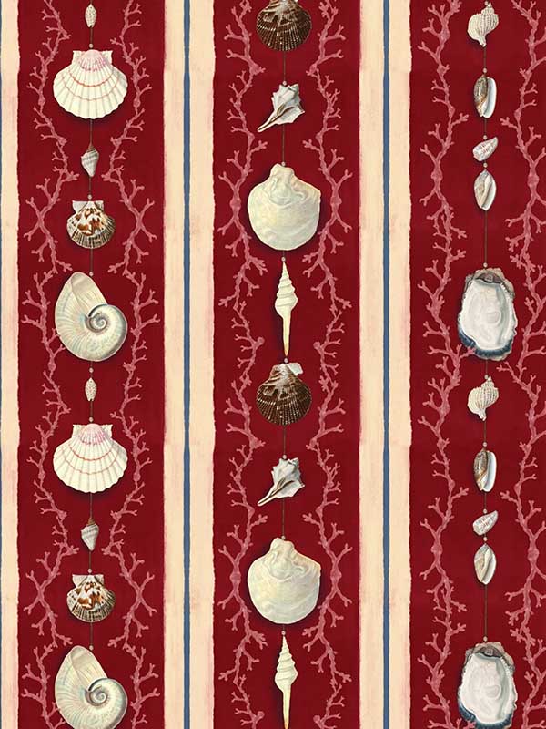 Coquillage Samba fabric in red color - pattern number WP20573 - by Mind the Gap in the Sundance Villa collection