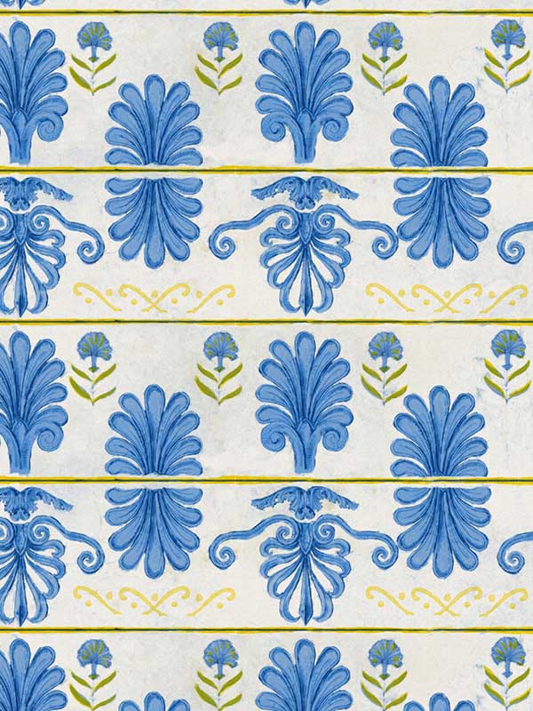 Mykonos Villa Motif fabric in white sand color - pattern number WP30043 - by Mind the Gap in the Sundance Villa collection