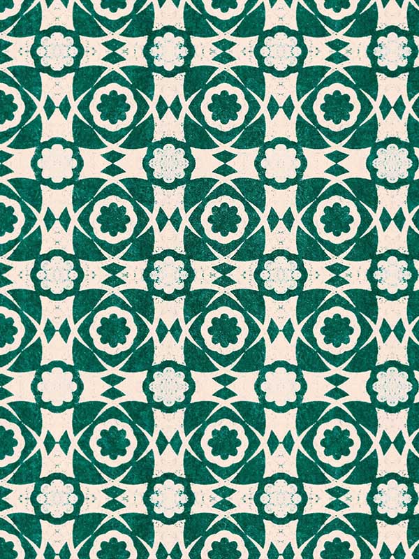 Aegean Tiles wallpaper in ultramarine green color - pattern number WP30050 - by Mind the Gap in the Sundance Villa collection