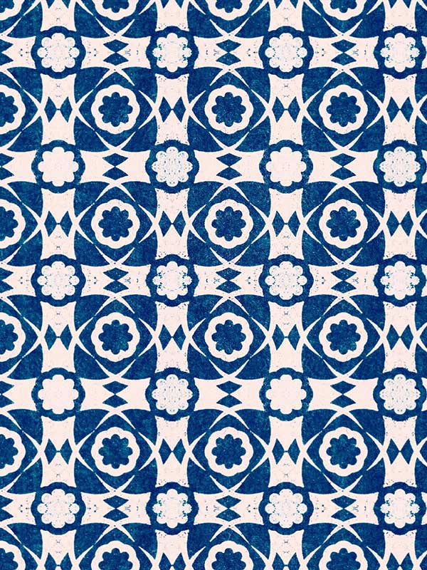 Aegean Tiles wallpaper in indigo color - pattern number WP30051 - by Mind the Gap in the Sundance Villa collection