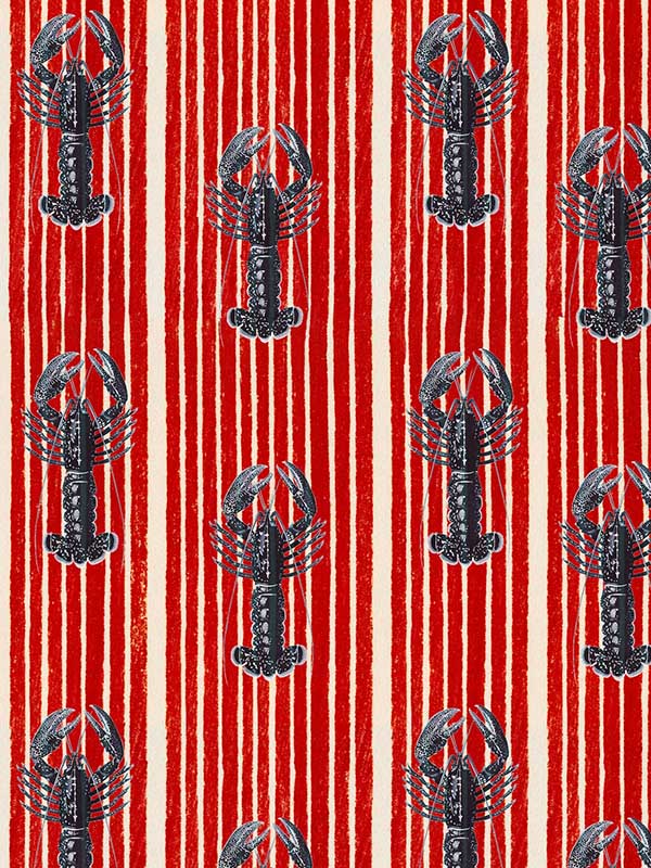 Mediterranean Lobsters wallpaper in red color - pattern number WP30064 - by Mind the Gap in the Sundance Villa collection