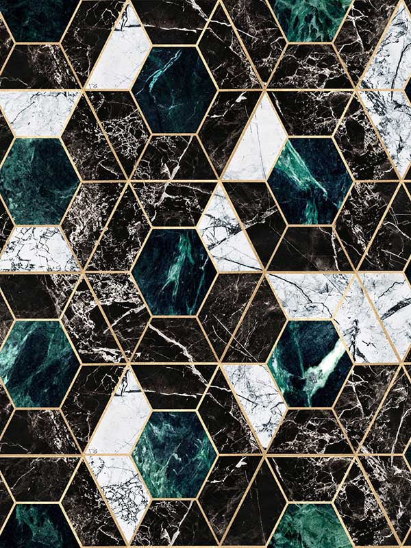 Hexa wallpaper in onyx color - pattern number WP20294 - by Mind the Gap in the Manhattan Metallic Edition collection