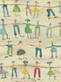 Little People fabric in taupe green blue red color - pattern number WP20273 - by Mind the Gap in the Sugarboo collection