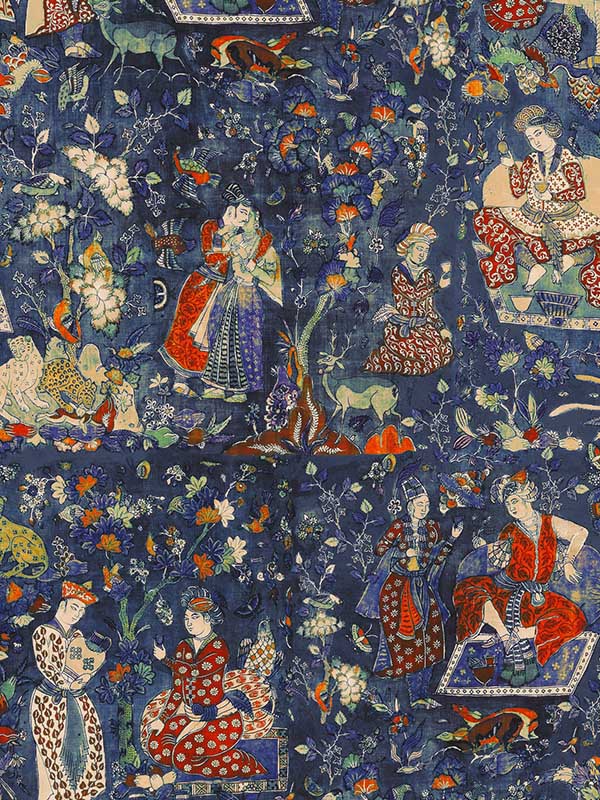 Carnival Of Maghreb fabric in indigo red green taupe color - pattern number WP20743 - by Mind the Gap in the Tales of Maghreb collection