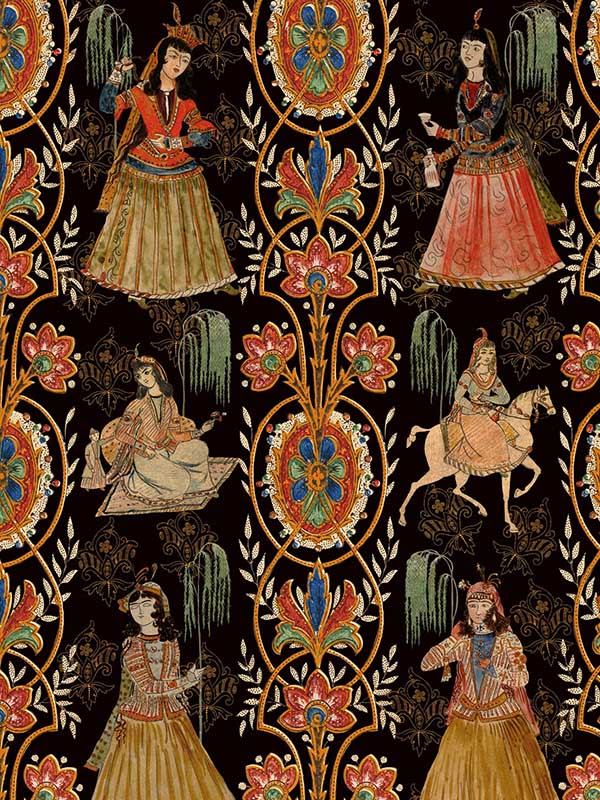 Maghrebian Folktale wallpaper in black red yellow green blue color - pattern number WP20747 - by Mind the Gap in the Tales of Maghreb collection