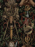 The Ganghofer Hunt fabric in dark black brown red green gold color - pattern number WP20691 - by Mind the Gap in the Tyrol collection
