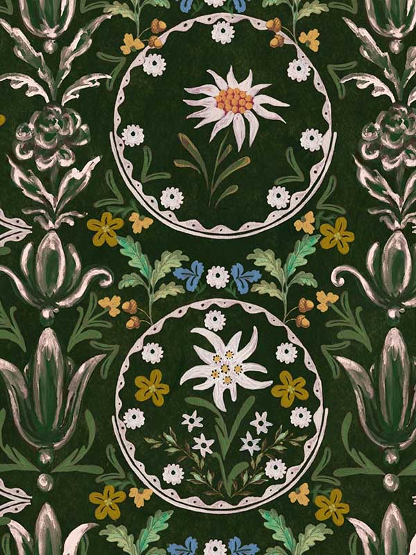 Edelweiss fabric in cypress green color - pattern number WP20695 - by Mind the Gap in the Tyrol collection