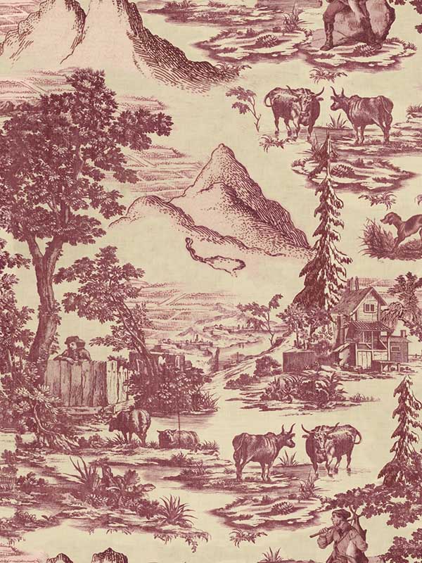 Toile Du Tyrol wallpaper in burgundy color - pattern number WP30147 - by Mind the Gap in the Tyrol collection