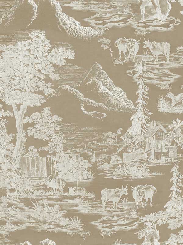 Toile Du Tyrol wallpaper in taupe color - pattern number WP30148 - by Mind the Gap in the Tyrol collection
