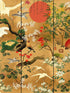 Byobu fabric in metallic edition gold green red color - pattern number WP20295 - by Mind the Gap in the Wallpaper Collectables collection