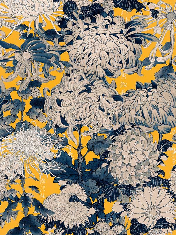 Chrysanthemums wallpaper in yellow color - pattern number WP20321 - by Mind the Gap in the Wallpaper Collectables collection