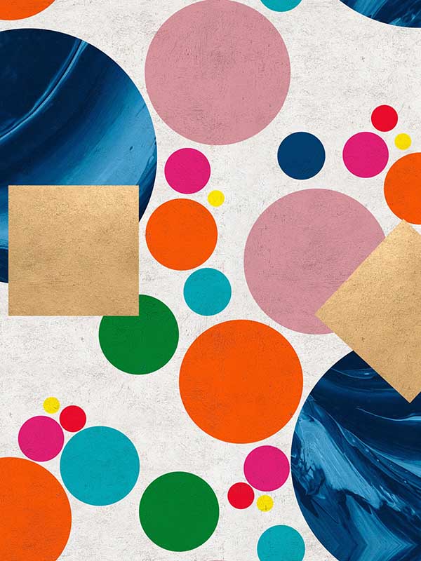 Pseudomorph wallpaper in blue pink gold white color - pattern number WP20330 - by Mind the Gap in the Wallpaper Collectables collection