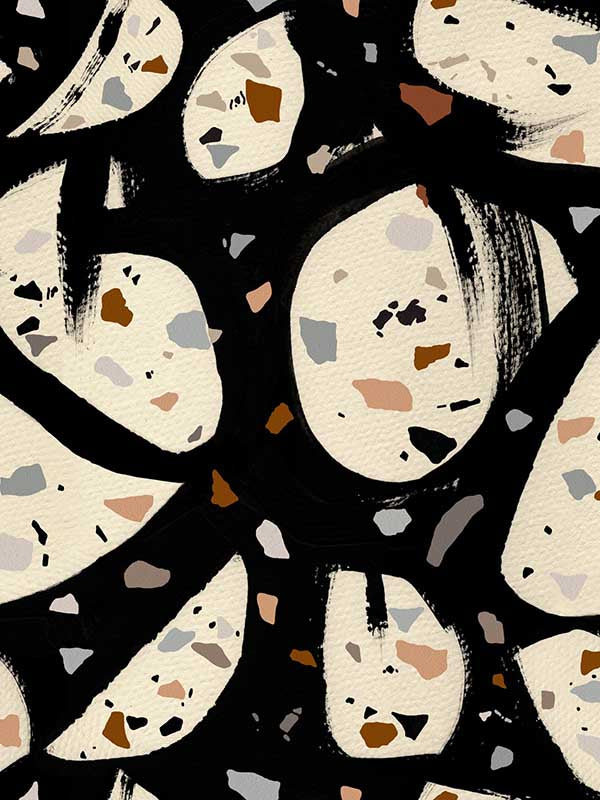 Terrazzo wallpaper in grey brown black color - pattern number WP20335 - by Mind the Gap in the Wallpaper Collectables collection