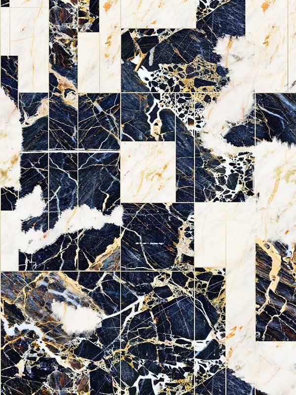 Tribeca wallpaper in blue taupe black color - pattern number WP20355 - by Mind the Gap in the Wallpaper Collectables collection