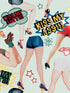 Kiss My Ass wallpaper in blue red yellow color - pattern number WP20378 - by Mind the Gap in the Wallpaper Collectables collection