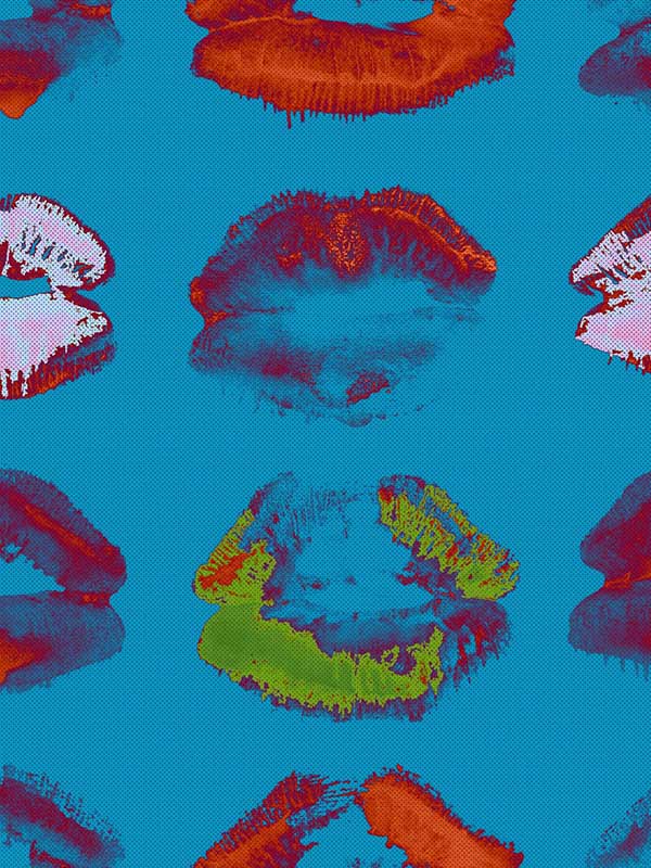 Neon Kiss wallpaper in blue color - pattern number WP20379 - by Mind the Gap in the Wallpaper Collectables collection