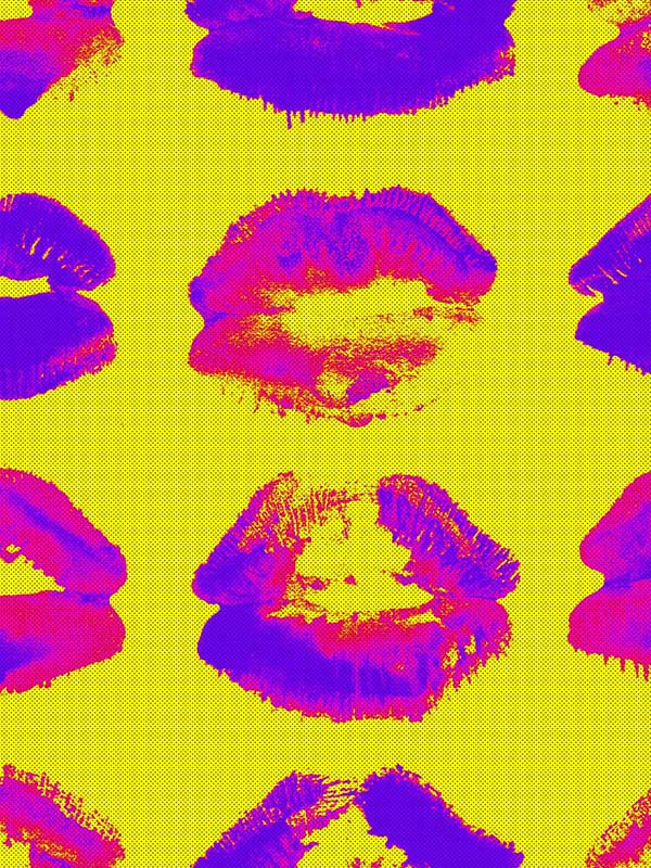 Neon Kiss wallpaper in yellow purple pink color - pattern number WP20381 - by Mind the Gap in the Wallpaper Collectables collection