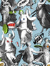 Watch Out wallpaper in blue color - pattern number WP20384 - by Mind the Gap in the Wallpaper Collectables collection
