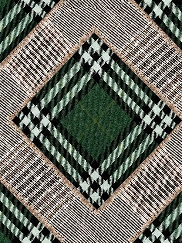Checkered Patchwork fabric in british green color - pattern number WP20389 - by Mind the Gap in the Wallpaper Collectables collection