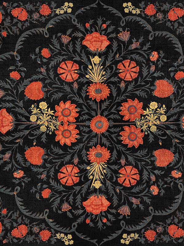 Hindu Bloom wallpaper in anthracite color - pattern number WP20407 - by Mind the Gap in the Wallpaper Collectables collection