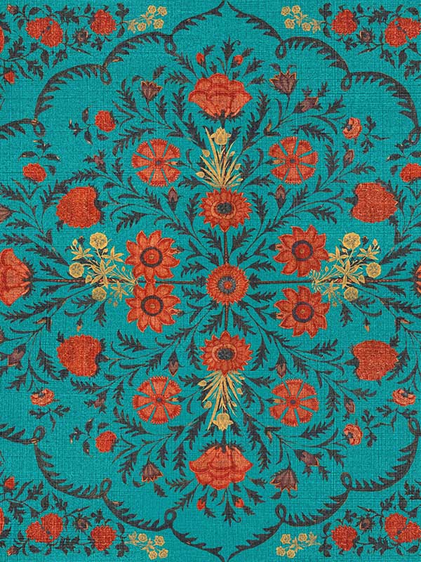 Hindu Bloom wallpaper in topaz color - pattern number WP20408 - by Mind the Gap in the Wallpaper Collectables collection