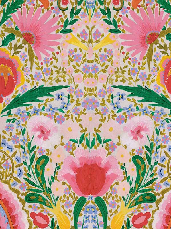 Susie Q fabric in pink red taupe green blue color - pattern number WP20627 - by Mind the Gap in the Woodstock collection