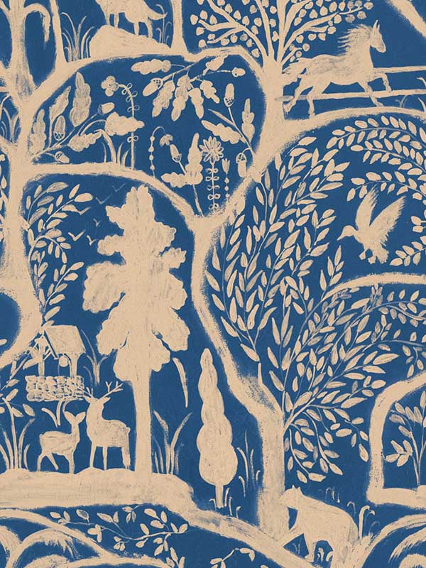 The Enchanted Woodland fabric in twilight color - pattern number WP20816 - by Mind the Gap in the Minnie Kemp X collection