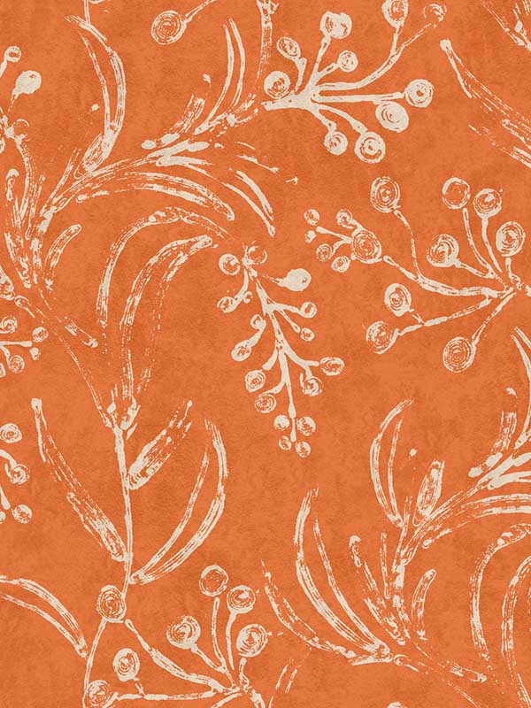 Wallflower wallpaper in clementine color - pattern number WP20822 - by Mind the Gap in the Minnie Kemp X collection