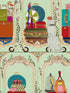Fancy Trip fabric in turquoise color - pattern number WP20778 - by Mind the Gap in the Orient Express collection