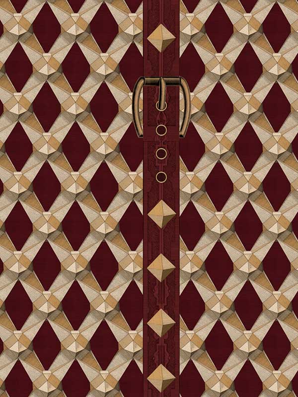 Luxury Detail wallpaper in bordeaux color - pattern number WP30173 - by Mind the Gap in the Orient Express collection