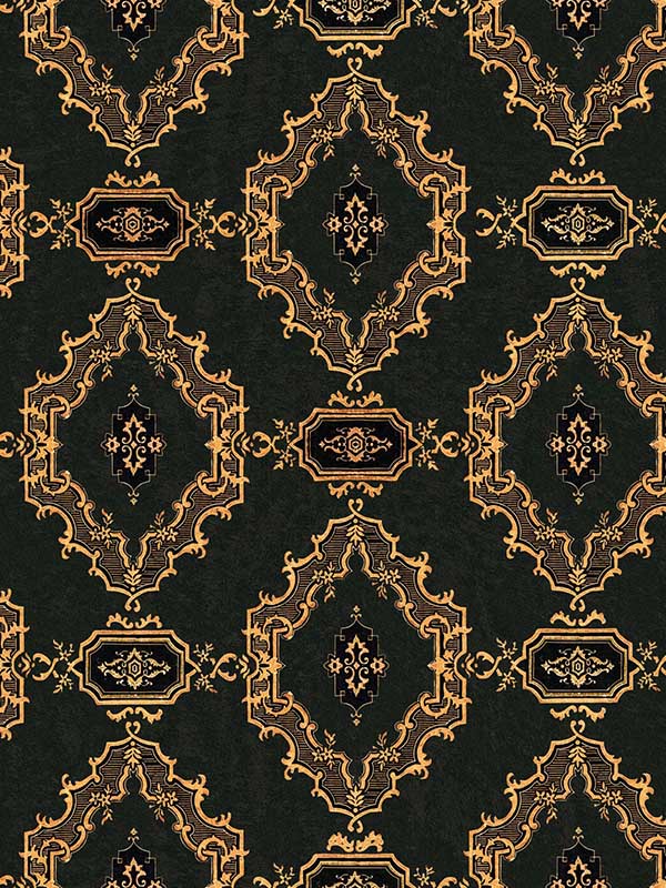 The Bar Tapestry fabric in dark black gold color - pattern number WP30179 - by Mind the Gap in the Orient Express collection
