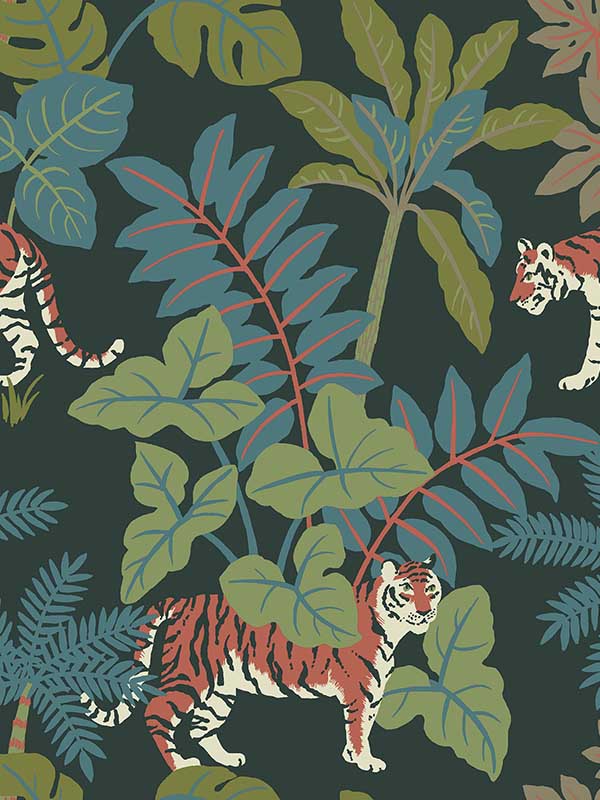Caspian Jungle Prowl wallpaper in evergreen color - pattern number 4146-27251 - by A Street Prints in the Harmony collection