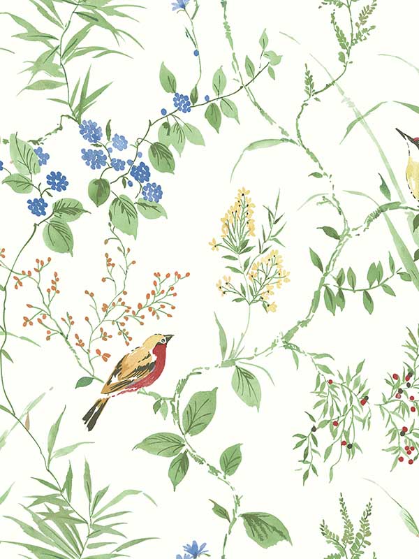 Imperial Garden Botanical fabric in green color - pattern number 4134-24173 - by Chesapeake in the Wildflower collection