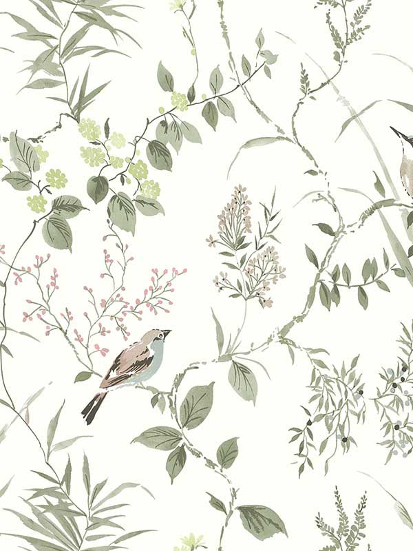 Imperial Garden Botanical fabric in moss color - pattern number 4134-26992 - by Chesapeake in the Wildflower collection