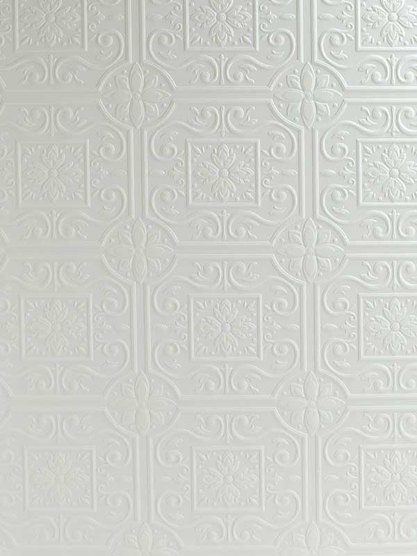 Ibold Tin Ceiling Scroll Paintable fabric in white color - pattern number 4134-59001 - by Chesapeake in the Wildflower collection