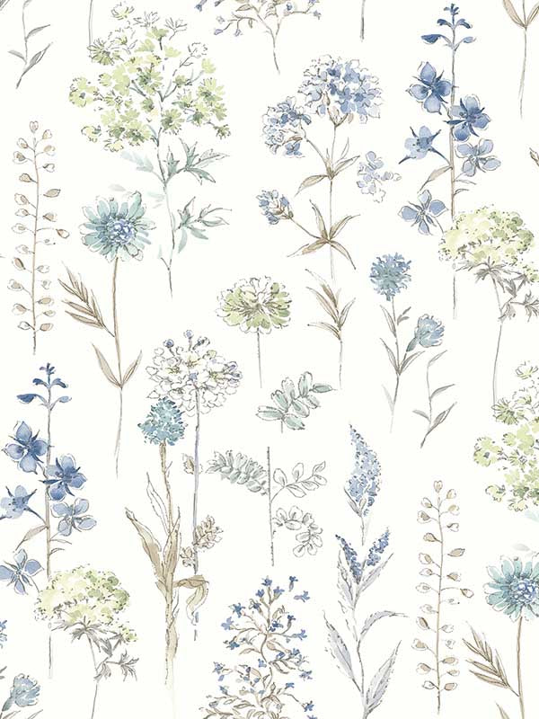 Bergamot Wildflower fabric in sea green color - pattern number 4134-72502 - by Chesapeake in the Wildflower collection