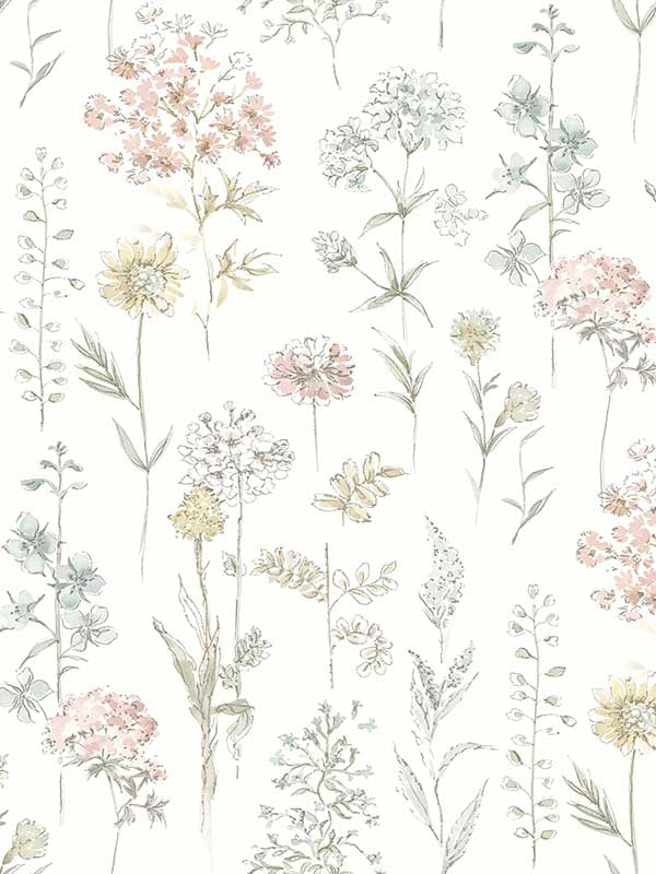 Bergamot Wildflower fabric in pastel color - pattern number 4134-72503 - by Chesapeake in the Wildflower collection