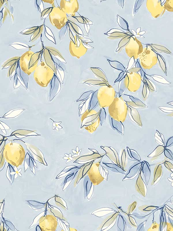Lemonade Citrus fabric in light blue color - pattern number 4134-72506 - by Chesapeake in the Wildflower collection