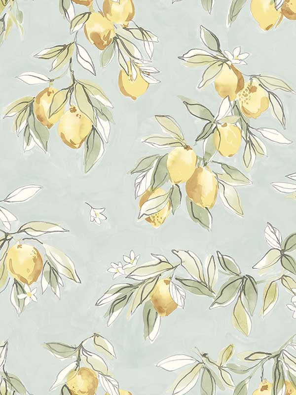 Lemonade Citrus fabric in aqua color - pattern number 4134-72508 - by Chesapeake in the Wildflower collection