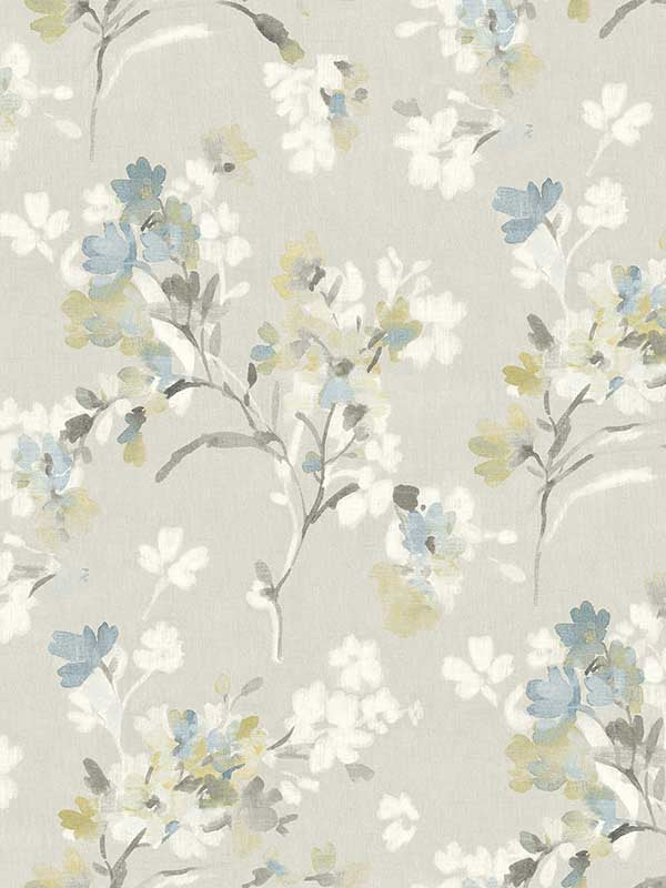 Azalea Floral Branches wallpaper in light grey color - pattern number 4134-72528 - by Chesapeake in the Wildflower collection
